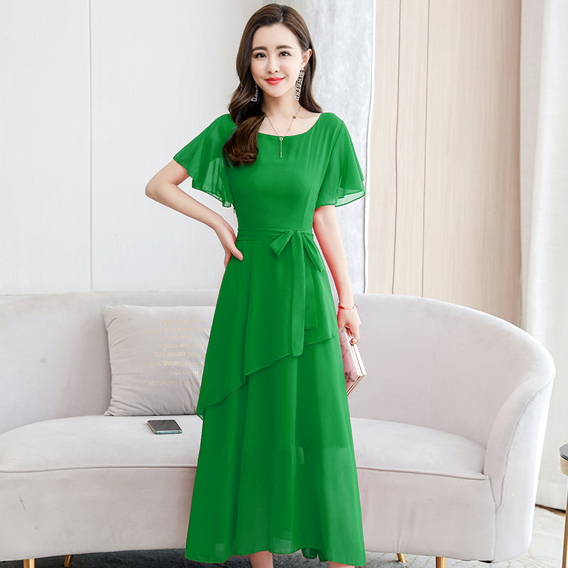 Short Sleeved Chiffon Sweet Dress For Women