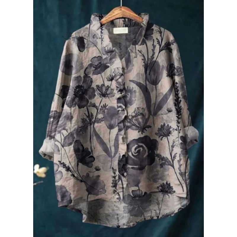 Casual Animal Print Hawaiian Long Sleeve Shirt