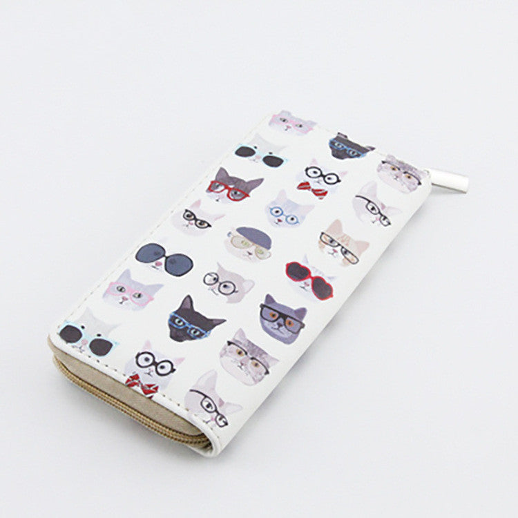 Women's Animal Cartoon Cat Long PU Wallet