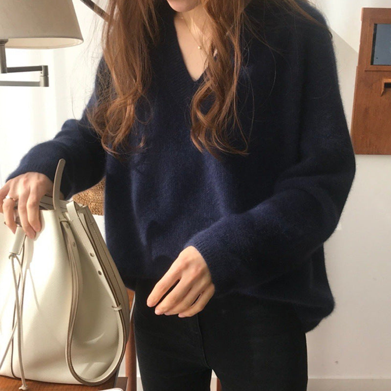 Women's Knitting Shirt V-neck Sweater Gentle Japanese Style