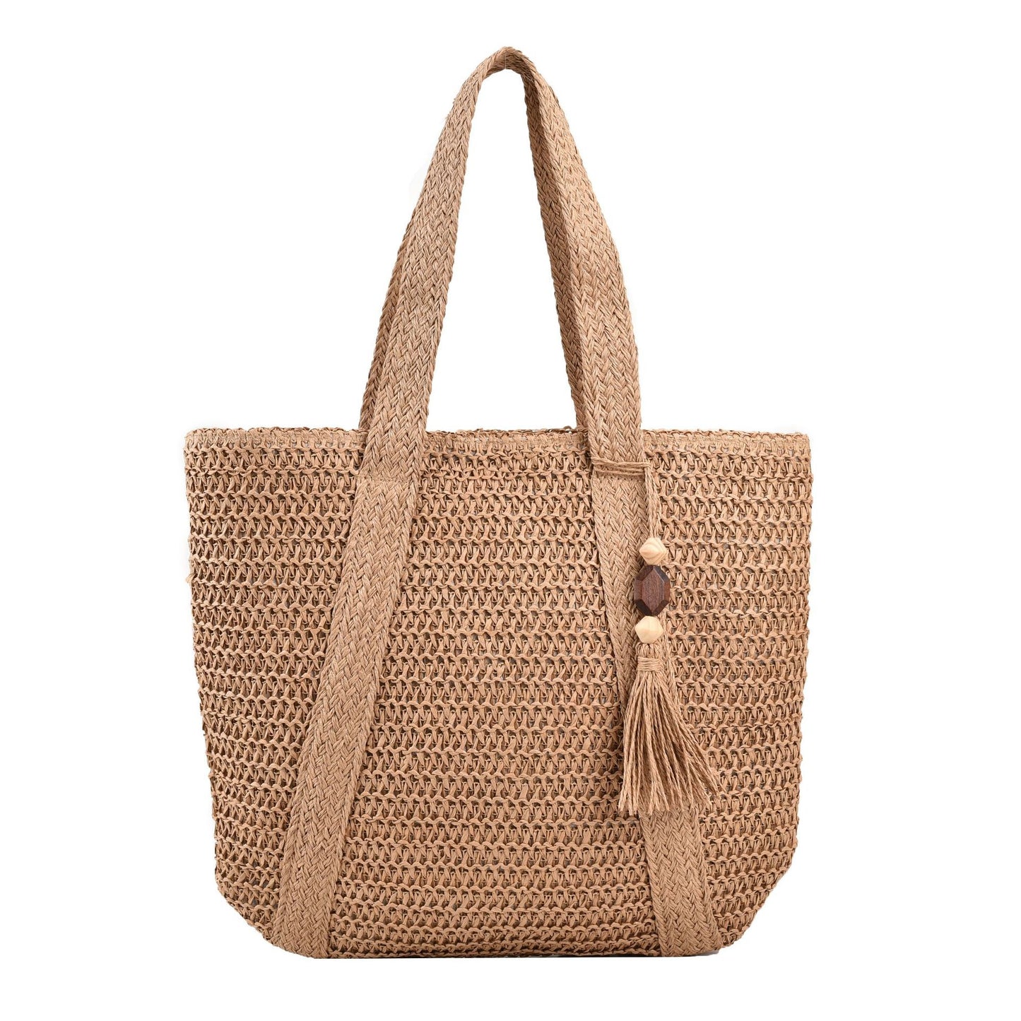 Fashion Shoulder Paper String Straw Mahogany Pendant Casual Beach Women's Bag