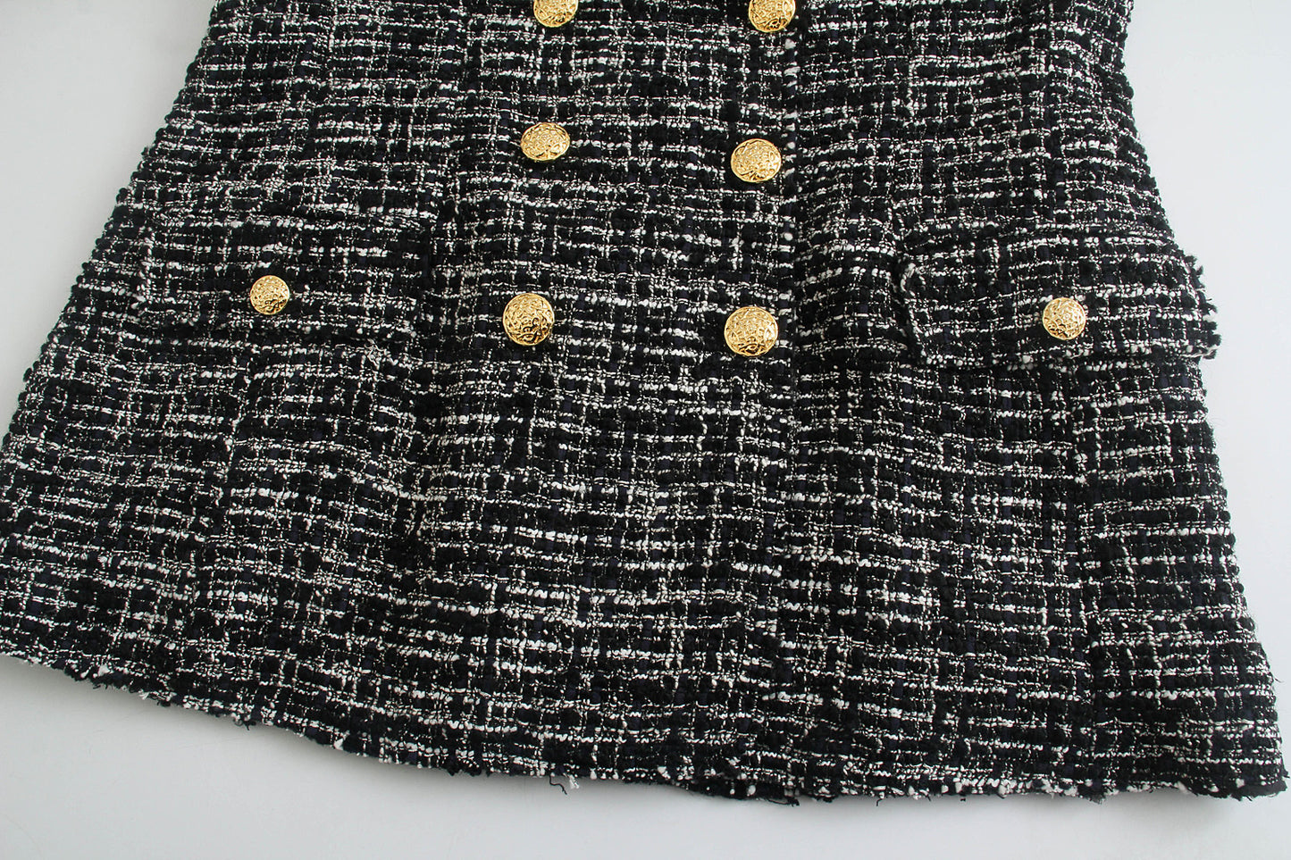 Casual Textured Double Breasted Long Sleeve Blazer