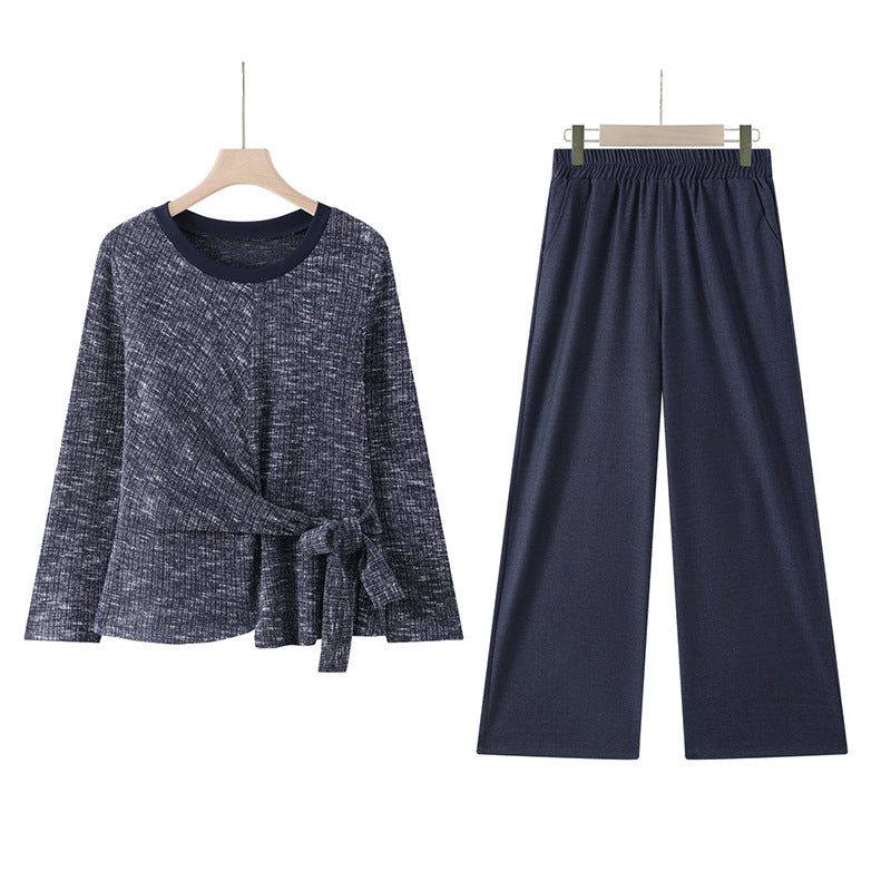 Fashion Temperament Youthful-looking Waist-controlled Slimming Long Sleeve Two-piece Set