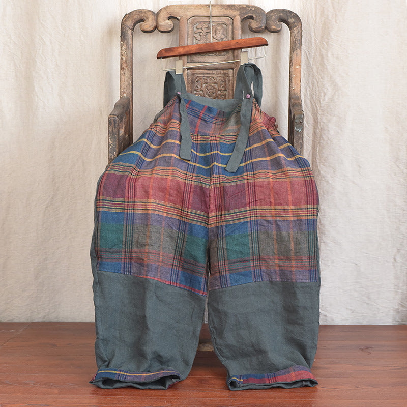 Fashion Patchwork Linned Fritidsselebukser