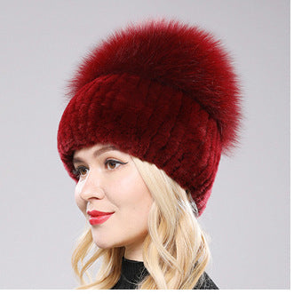 Womens Warmth-Retaining Rex Rabbit Fur Winter Hat