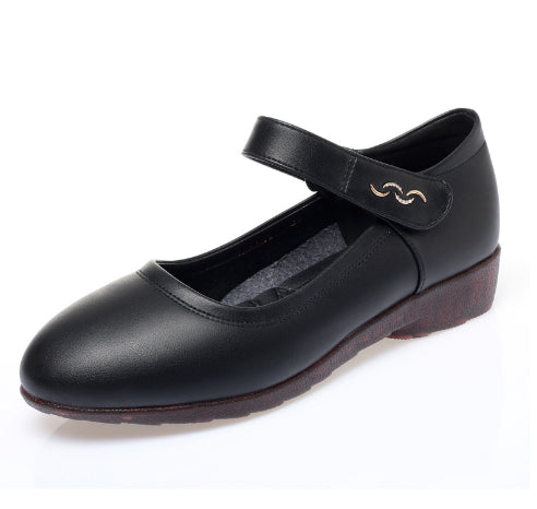 Womens Softsoled Peeptoe Leather Shoes With A Single Strap