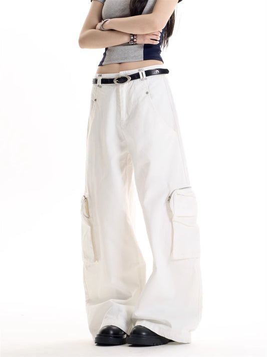 Amerikansk Retro Hot Girl Style Cargo Bukser med Flere Lommer