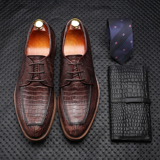 European And American Retro Men's Shoes Trend Lace Up Leather