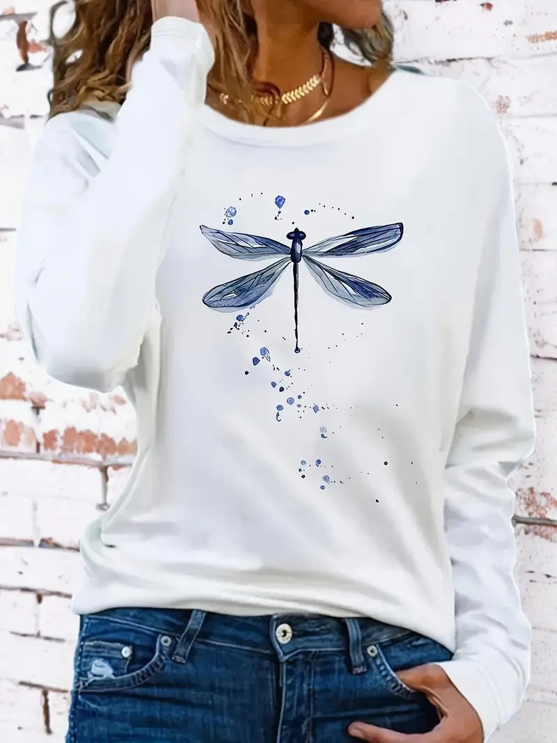 Dragonfly Long Sleeve Casual Women's Clothing