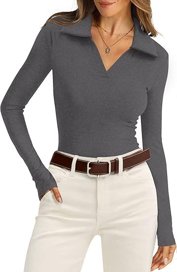 V-neck Rib Knit Sweater Slim Fit Fallwinter Top