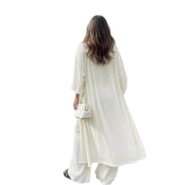 New Casual Long Cardigan Paired With High-waisted Pants