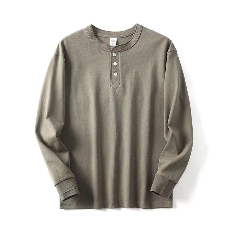 Men's Retro Simple All-match Solid Color Long Sleeve