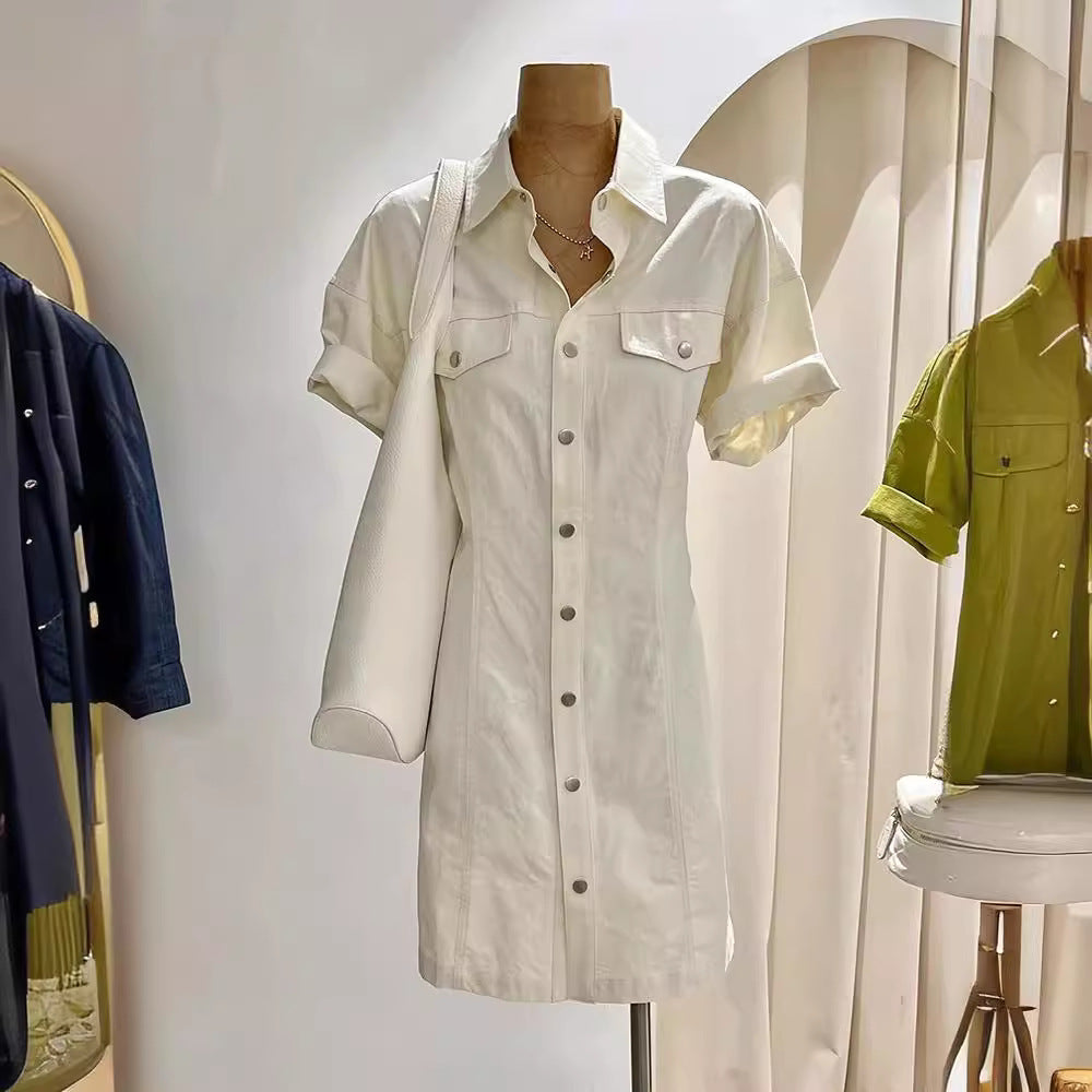 Summer Designer Niche New Polo-neck Shirt Dress