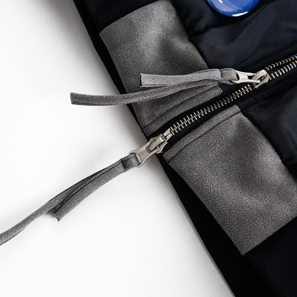 Badge Decoration Double-headed Zipper Baseball Cotton-padded Coat