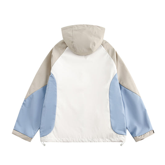 Brand Men's Clothing Color Contrast Patchwork Jacket Coat