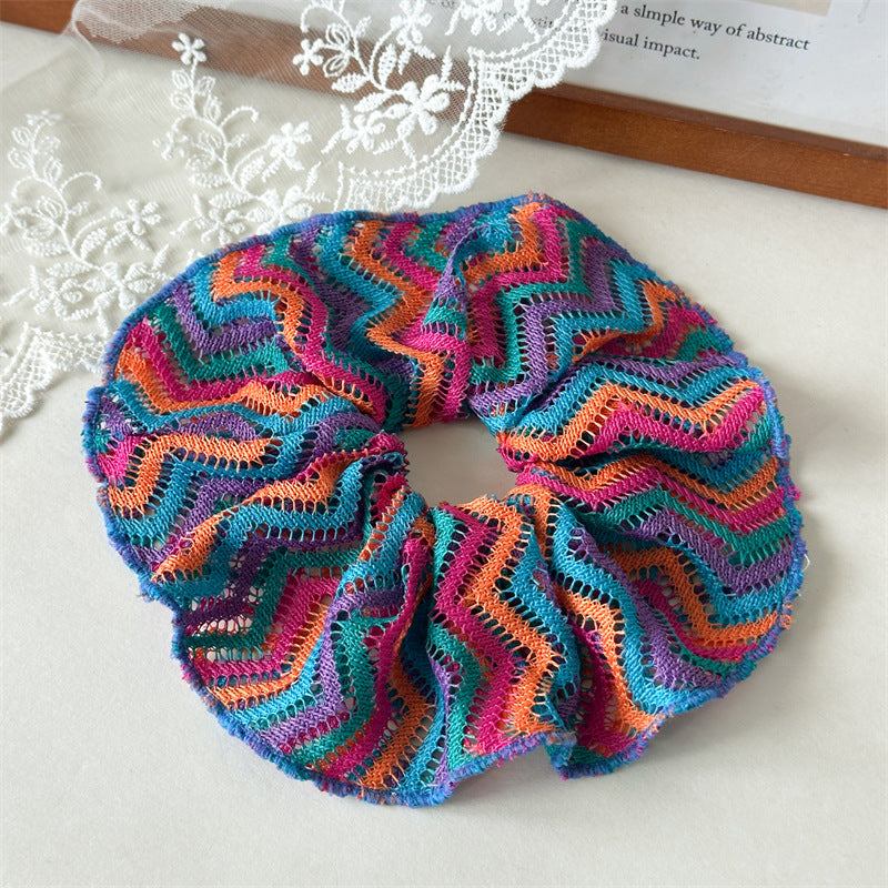 Summer Hollow Knitted Large Hair Band Women's
