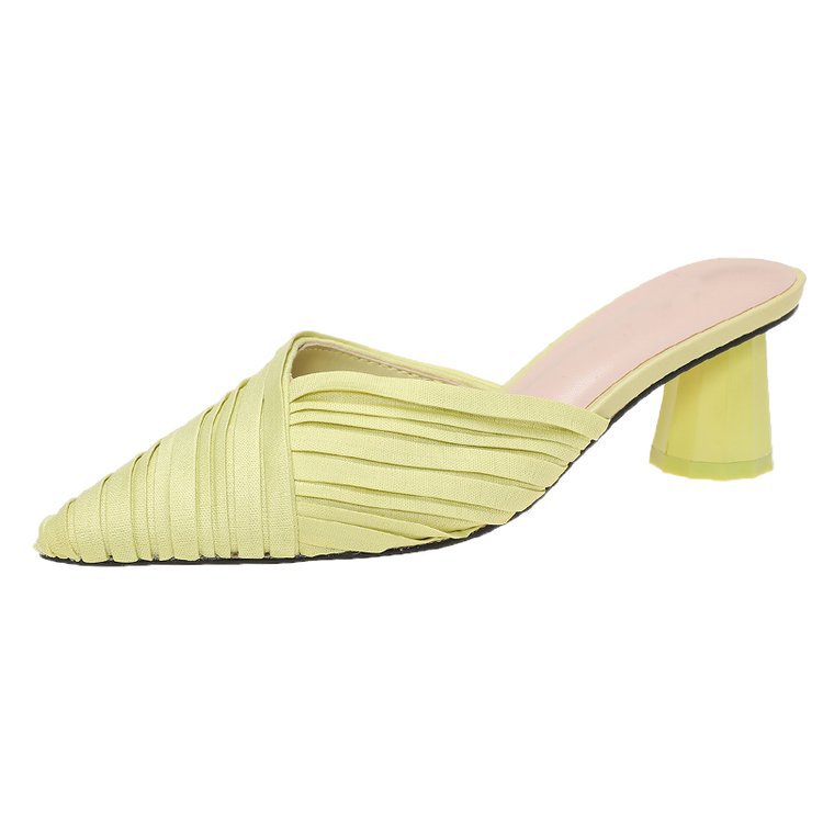New Summer Women's Shoes Pointed Slippers Thick Heel