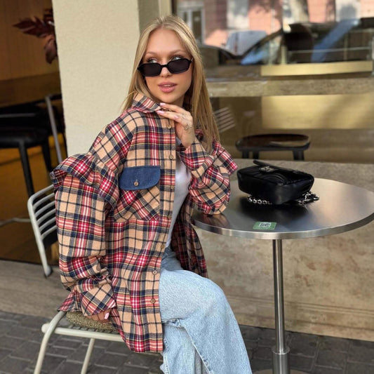 Retro Plaid Loose-fitting Versatile Shirt Jacket