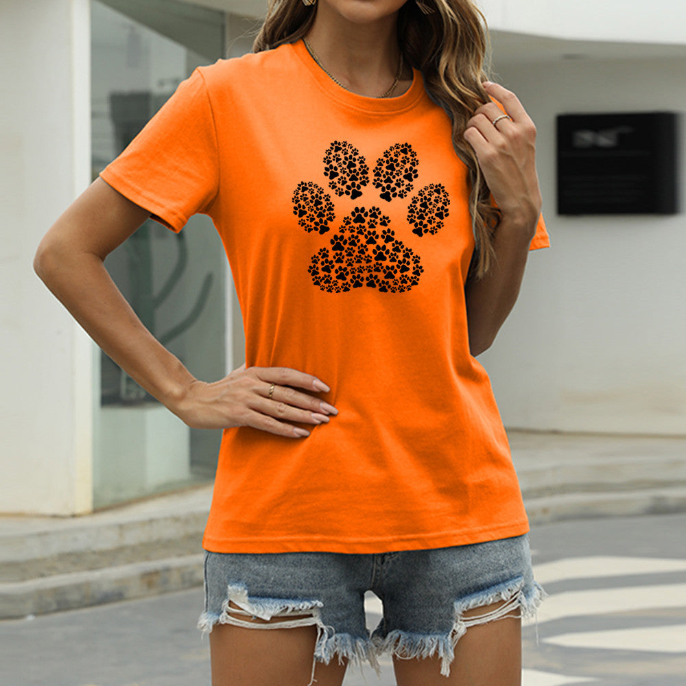 Printed Palm Print T-shirt Cotton Plus Size