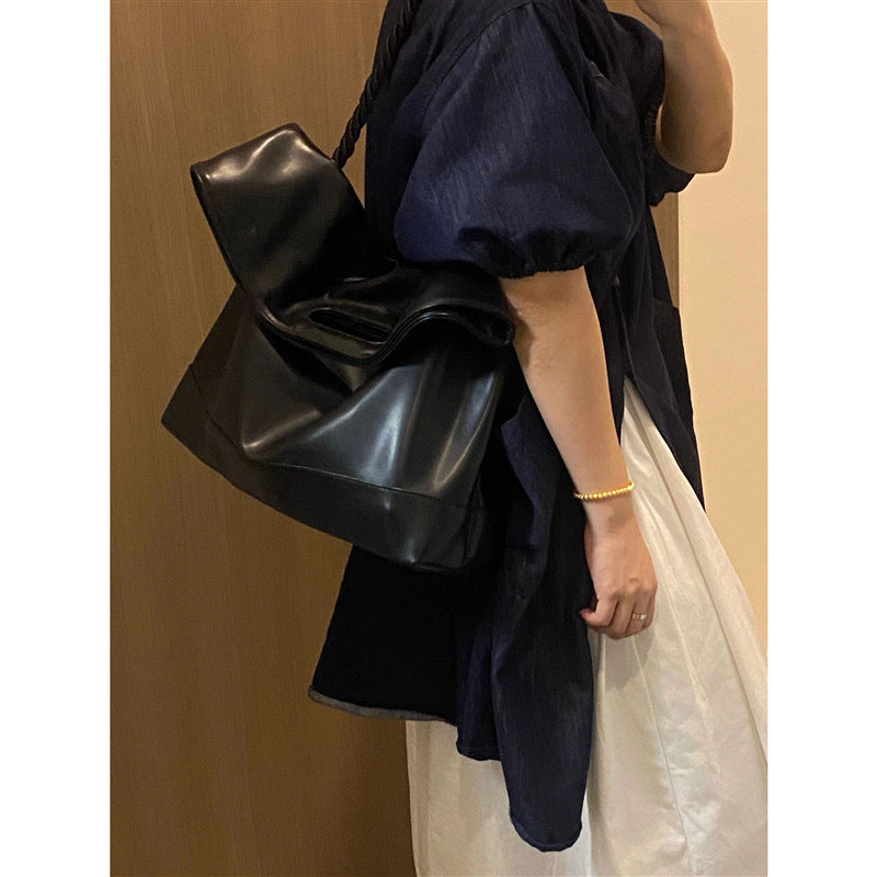 Autumn And Winter Minimalist Style Large Tote Bag Personality Glossy Niche