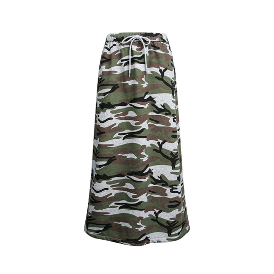 American-style Retro Camo Designer Casual A-line Skirt For Women