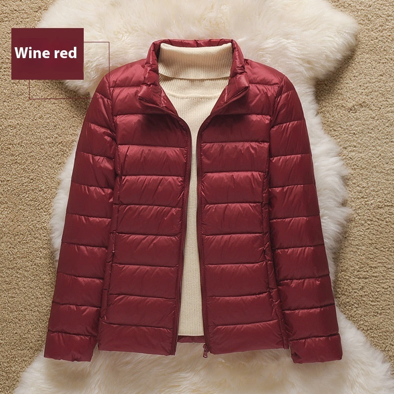 Thin Lightweight Short Type Hooded Slim Fit Down Cotton Jacket Coat