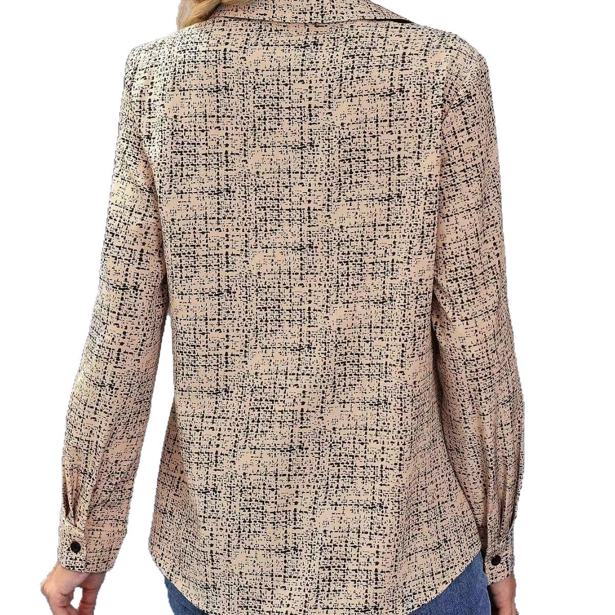 Casual Womens Mid Length Long Sleeve Printed Blouse