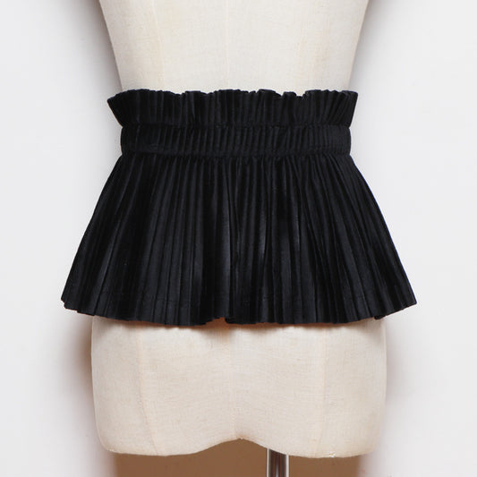Ultra-wide Skirt Belt With Elastic Waistband Covering Belly