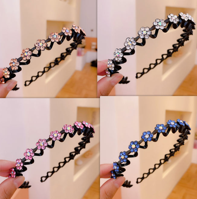 Women's Rhinestone Wavy Thin Edge With Teeth All-match Pressure Hair Non-slip Headband