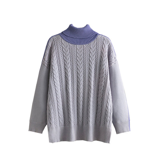 Two-tone Patchwork Jacquard Loose Western-style Slimming Top For Women