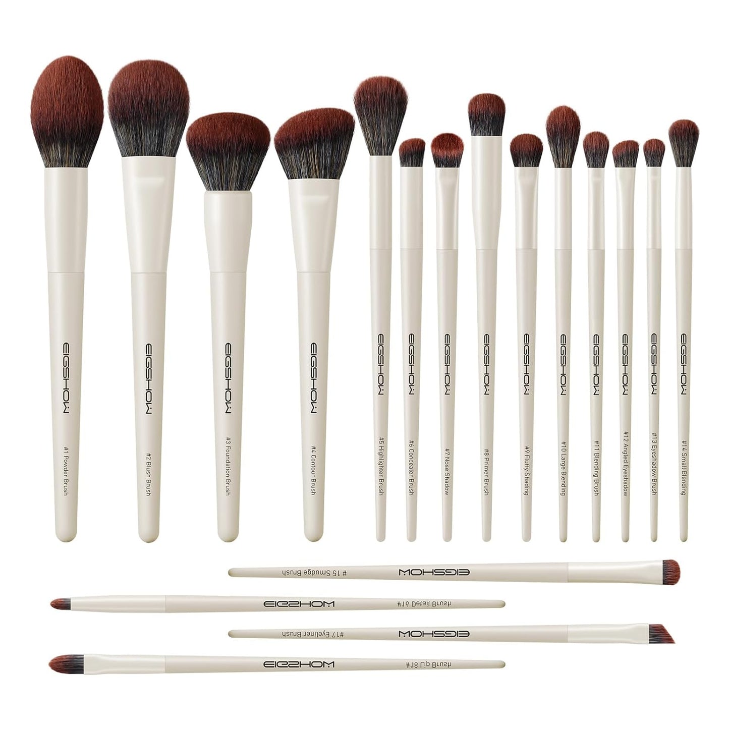 Makeup Brushes 18Pcs Professional Makeup Brush Travel Set with Eco Cylinder 2Cups Holder, Premium Synthetic Foundation Powder Concealer Blush Blending Eye Lip Brush Kit - Cruelty Free