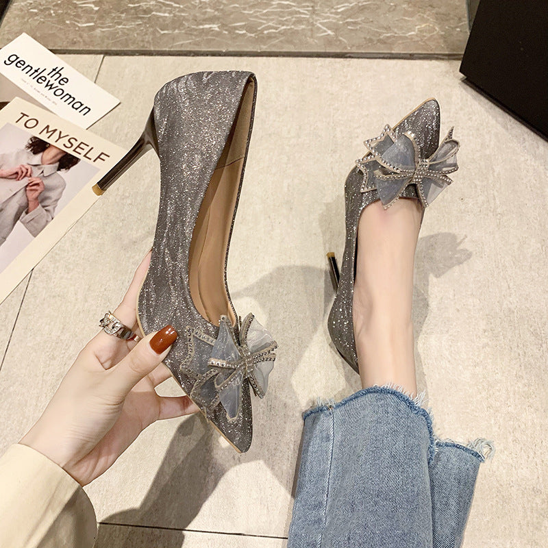 Stiletto Butterfly Pointed Toe French Shoes Are Not Tired