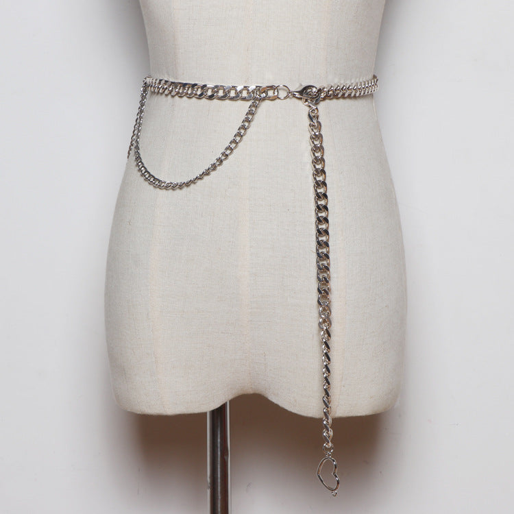 Simple And Versatile Decoration Small Leather Belt Fashion Belt Thin Metal Waist Chain