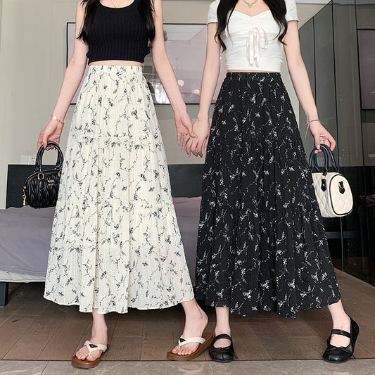 Women's Summer Casual French Retro Patchwork Floral Skirt
