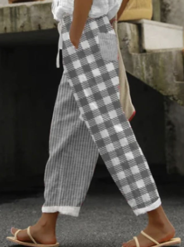 3D Digital Printing Cotton And Linen Simplicity Rag-eared Casual Pants Printable Type