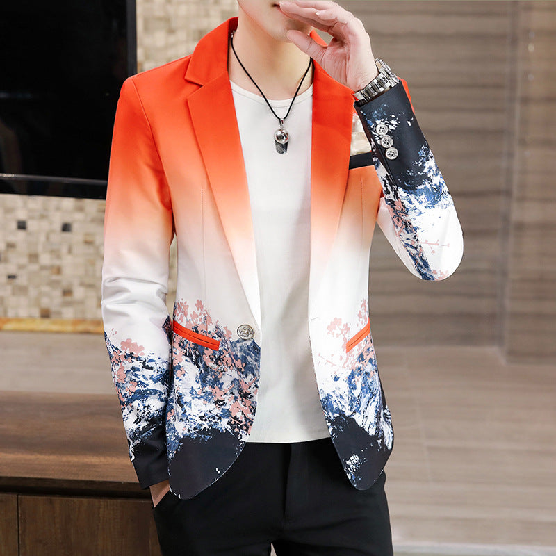 Men's Fashion Casual Slim Floral Jacket
