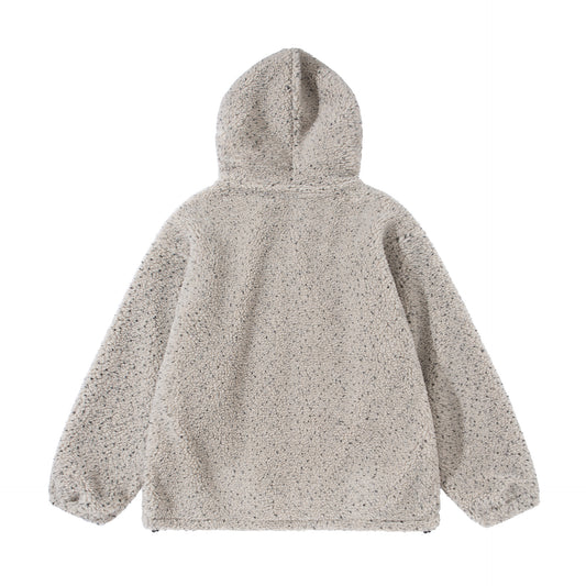 Variegated Hooded Lamb Wool Velvet Padded Thickened Coat