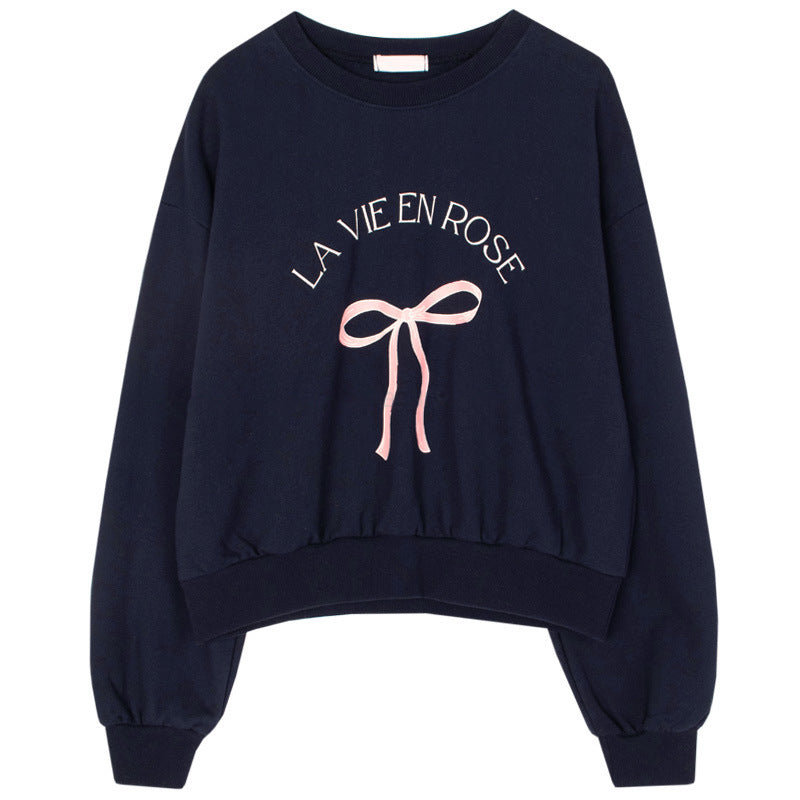 Women's Fashion Bowknot Printed Sweater