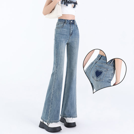 Løse Og Behagelige Damejeans Med Høj Talje, Slankende Effekt Og Trompetben