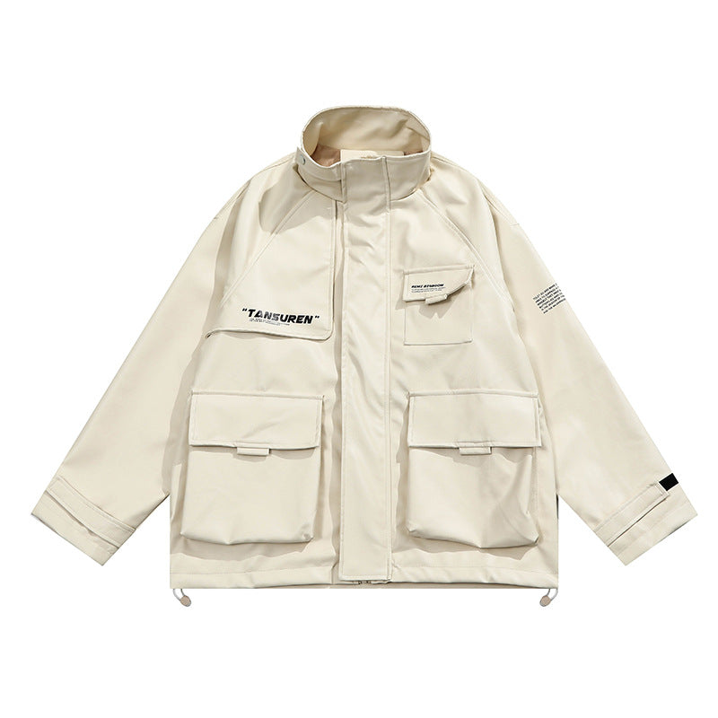 Unisex Print Multi Pocket Long Sleeved Jacket