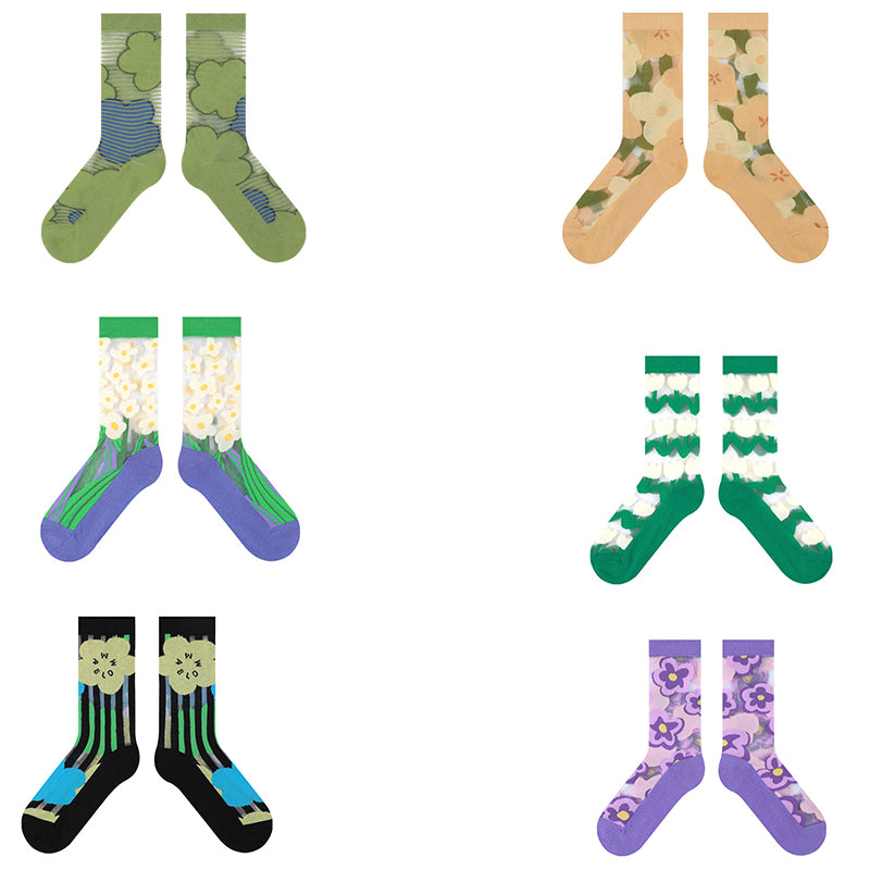 Spring And Summer Thin Breathable Glass Silk Socks Women's Tube Socks