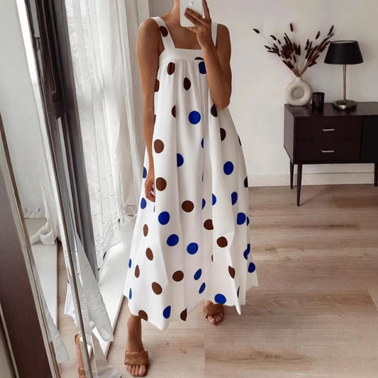 Casual Slip Dress With A Square Neckline And A Standard Digital Print