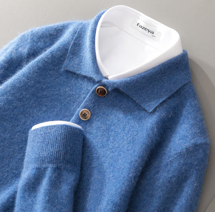Men's Business Casual Polo Collar Knitted Sweater