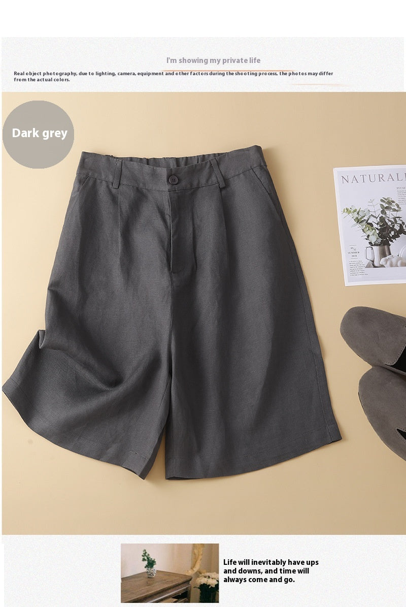 Summer High Waist Women's Cotton And Linen Casual Shorts