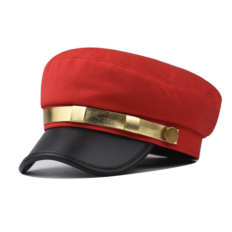 PU Leather Phnom Penh Flat-top Cap