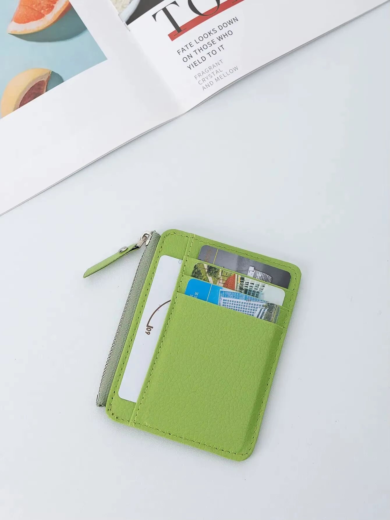 Mini Credit Card Wallet Id Card Holder Men'S Small Wallet Thin Sleeve Zipper Short Coin Wallet