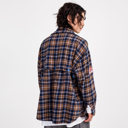 Fashion Brand Plaid Long Sleeve Shirt Coat