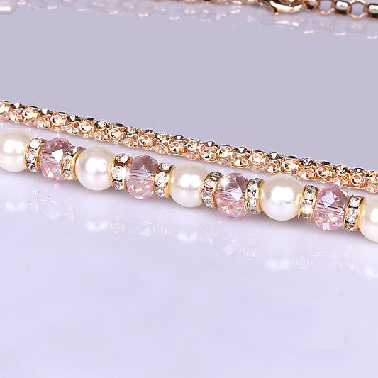 Pearl Waist Chain Fashion All-match Thin Belt With Rhinestone Decoration