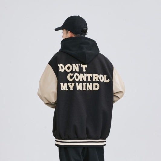 PU Leather Patchwork Casual All-Match Jacket Coat