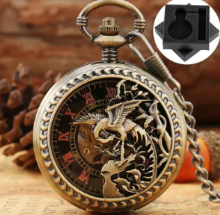 Hollow Carved Flip Semi-automatic Mechanical Pocket Watch